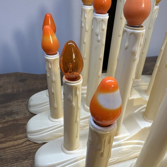 Vintage Christmas Holiday Candelabra 5 Light Window Ivory Drip Candle  WORKS - Picture 6 of 11